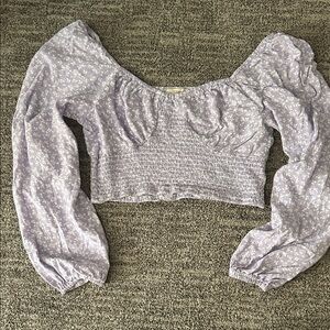 Rewind Cottagecore Lilac Floral Puff Sleeve Blouse